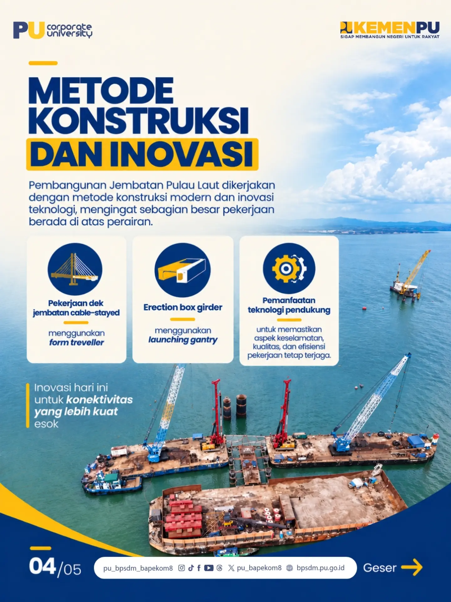 Kementerian Pekerjaan Umum (PU) mendukung pembangunan Jembatan Pulau Kalimantan–Pulau Laut sebagai salah satu infrastruk