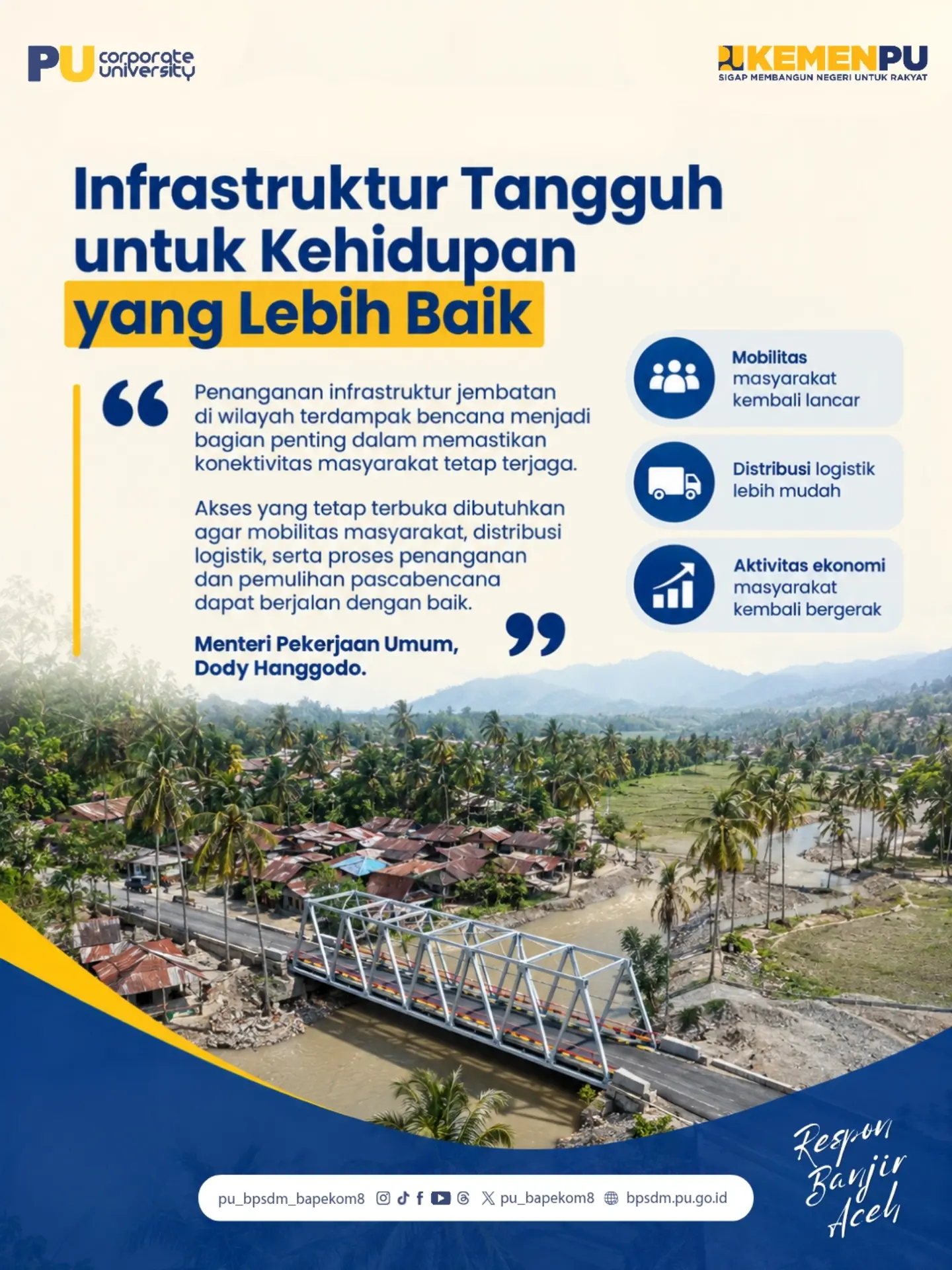 Jembatan pulih, konektivitas kembali kuat.
