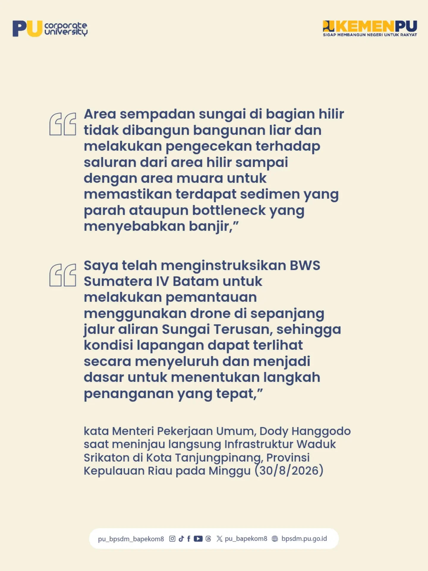 Cegah Banjir Tanjungpinang, Menteri PU Dorong Penanganan dari Sungai hingga Muara.