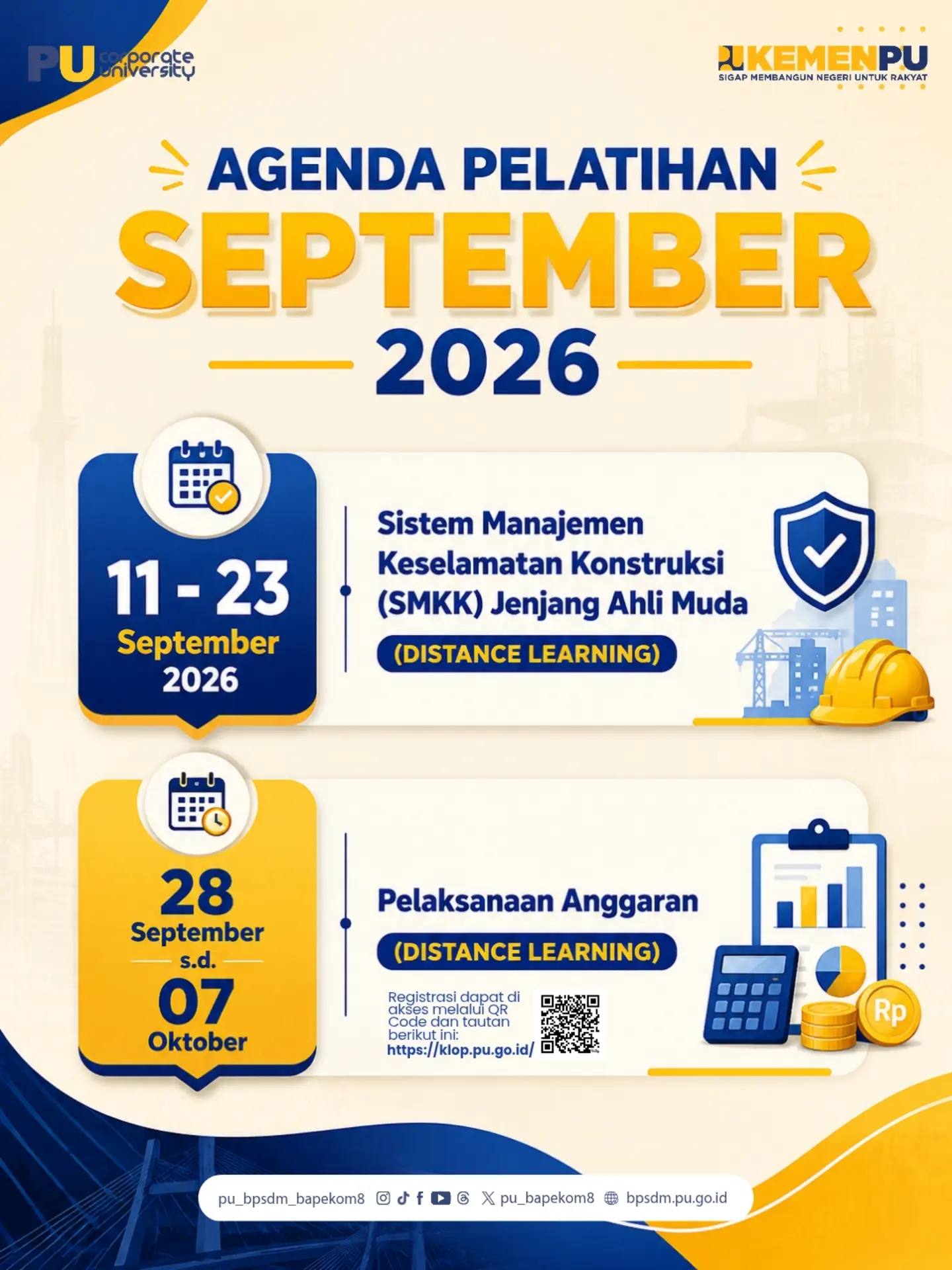 Halo guys, berikut Agenda Pelatihan September 2026 yang siap meningkatkan kompetensi kamu sebagai ASN berintegritas