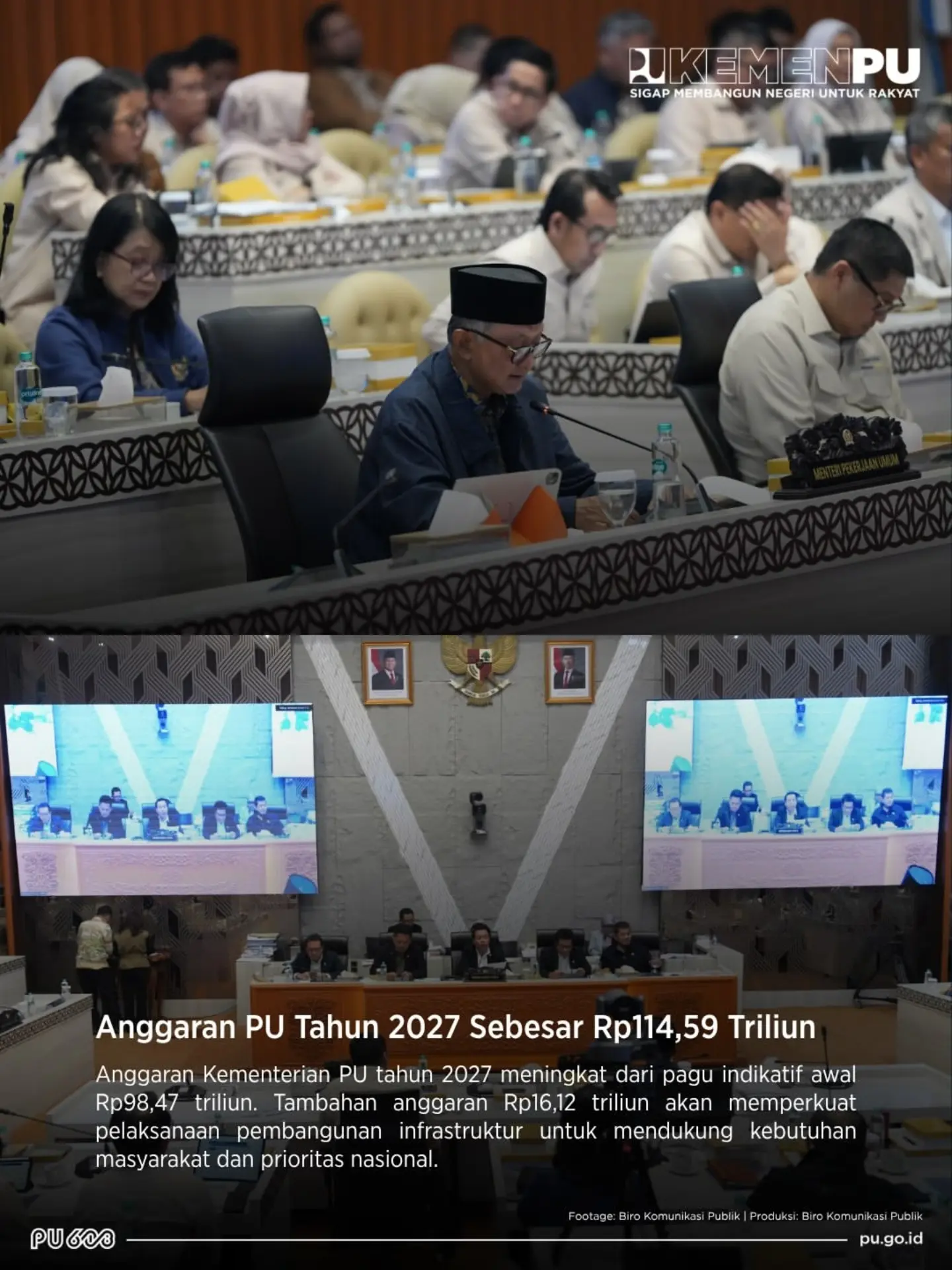 repost kementerianpu - Kementerian PU mendapat alokasi anggaran Rp114,59 triliun untuk mendukung pembangunan infrastrukt