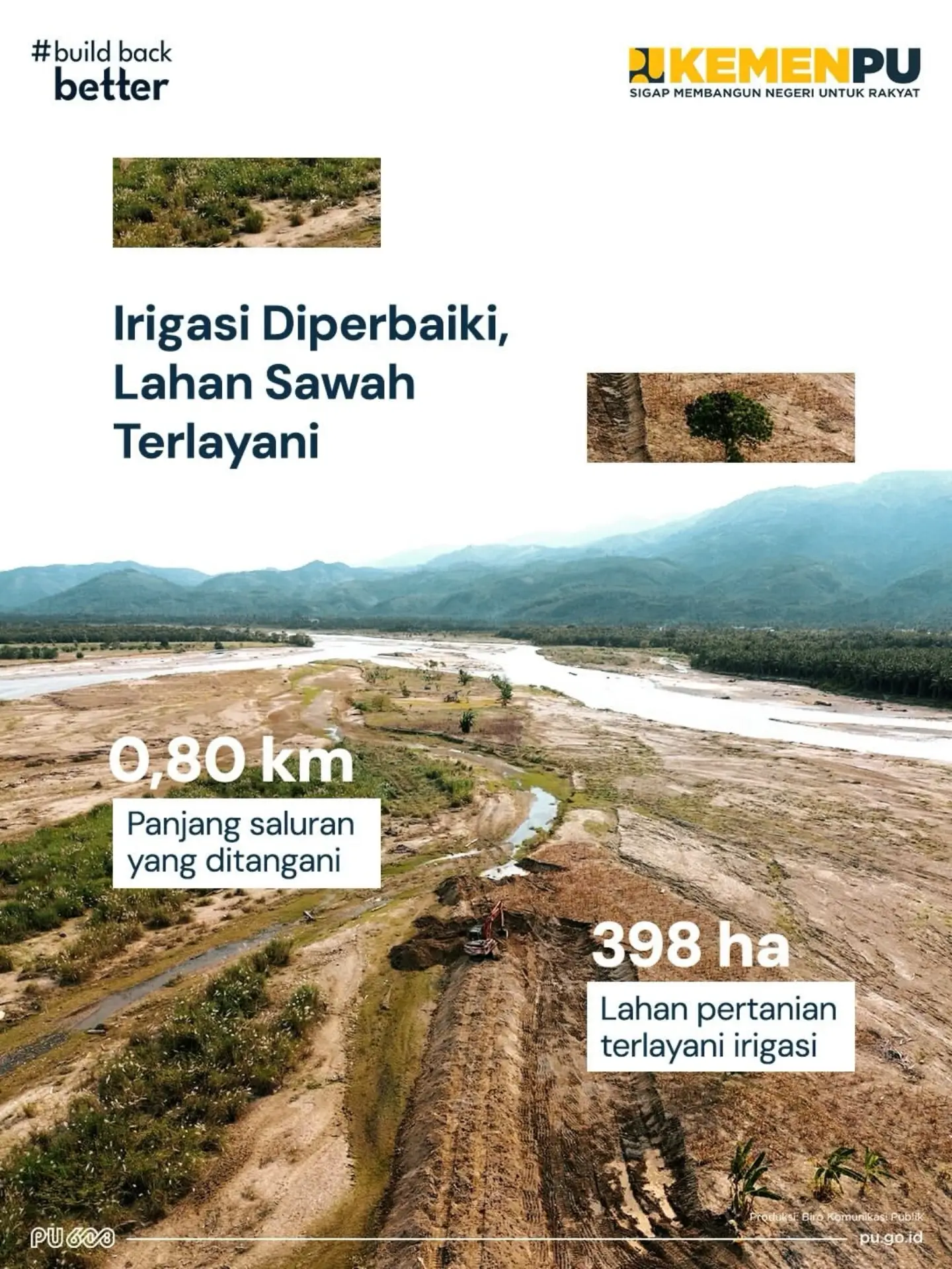 repost kementerianpu - Jaga Suplai Air ke Sawah. Air irigasi lancar, sawah makin produktif. Kementerian PU melalui BWS S