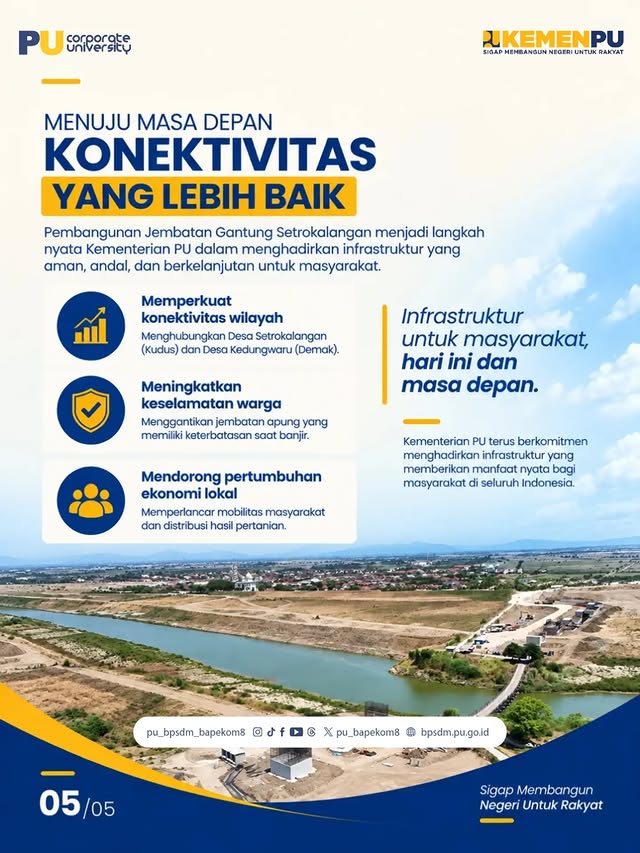 Pembangunan Jembatan Setrokalangan dirancang dengan mempertimbangkan karakteristik Sungai Wulan, ter...