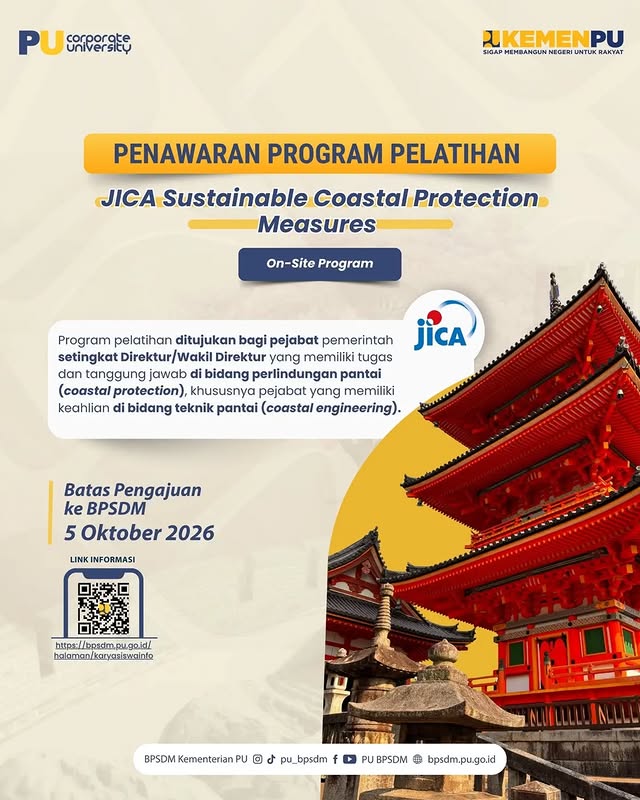 Hai #TemanBPSDM JICA menawarkan program Pelatihan Sustainable Coastal Protection Measures bagi PNS K...