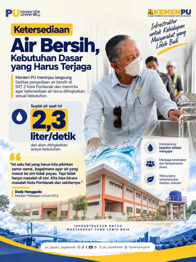 Meninjau Sekolah Rakyat Terintegrasi (SRT) 2 Kota Pontianak, Menteri PU Dody Hanggodo memastikan kes...