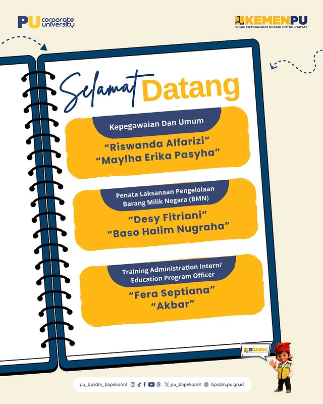 🚀 Welcome, Talenta Muda❗Teman-teman Magang HUB Batch 2 Tahun 2026 di Bapekom PU Wilayah VIII Makas...