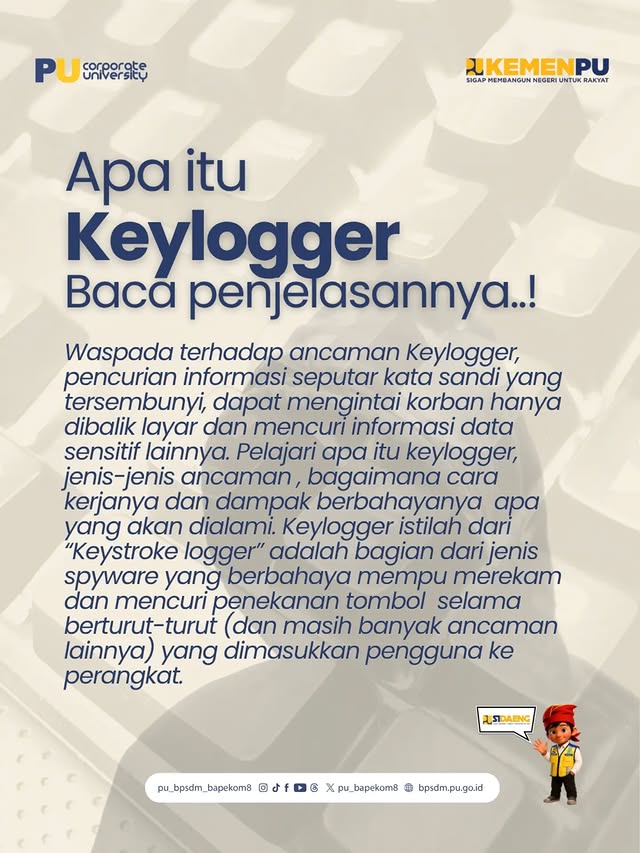Keylogger, Waspada‼️Ketikanmu bisa dipantau dan direkam tanpa kamu sadari. 🔐 Jaga ketikan, jaga dat...